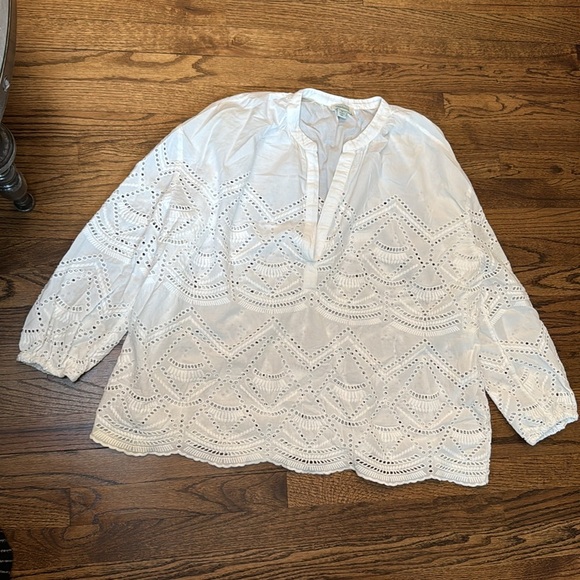 Sundance White Eyelet Embroidered Blouse Size M Oversized Boxy - Picture 2 of 4